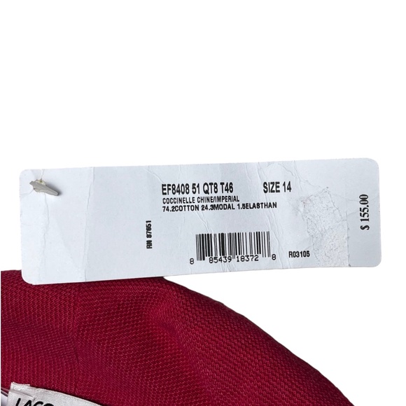 Lacoste Women's Pink Red Wrap Dress Polo Golf Tennis Logo Size 46 (14, L) NWT - Picture 9 of 12